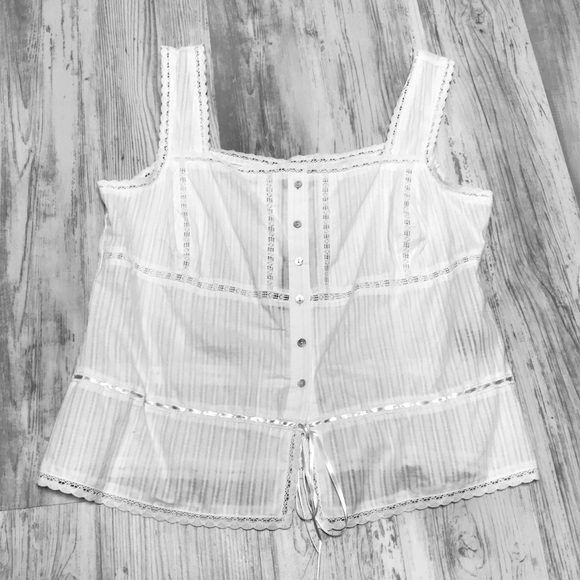 Tribal Tops - NEW Tribal White Lace Trim Tank Blouse 16